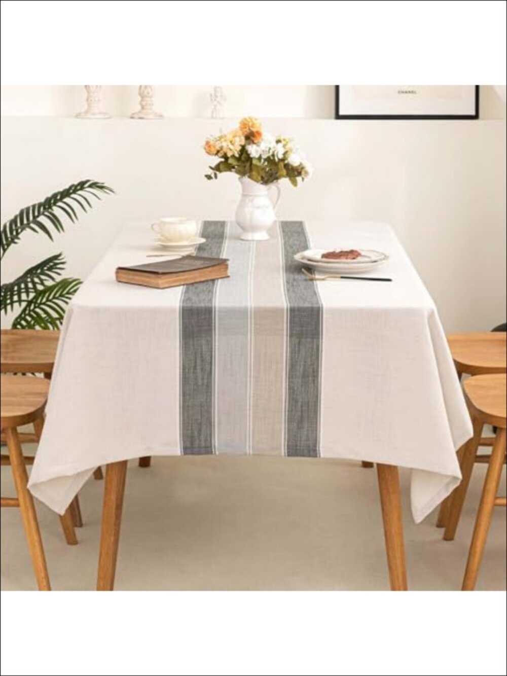 Cotton Linen Waterproof Embroidered Tablecloth Farmhouse 54x70
